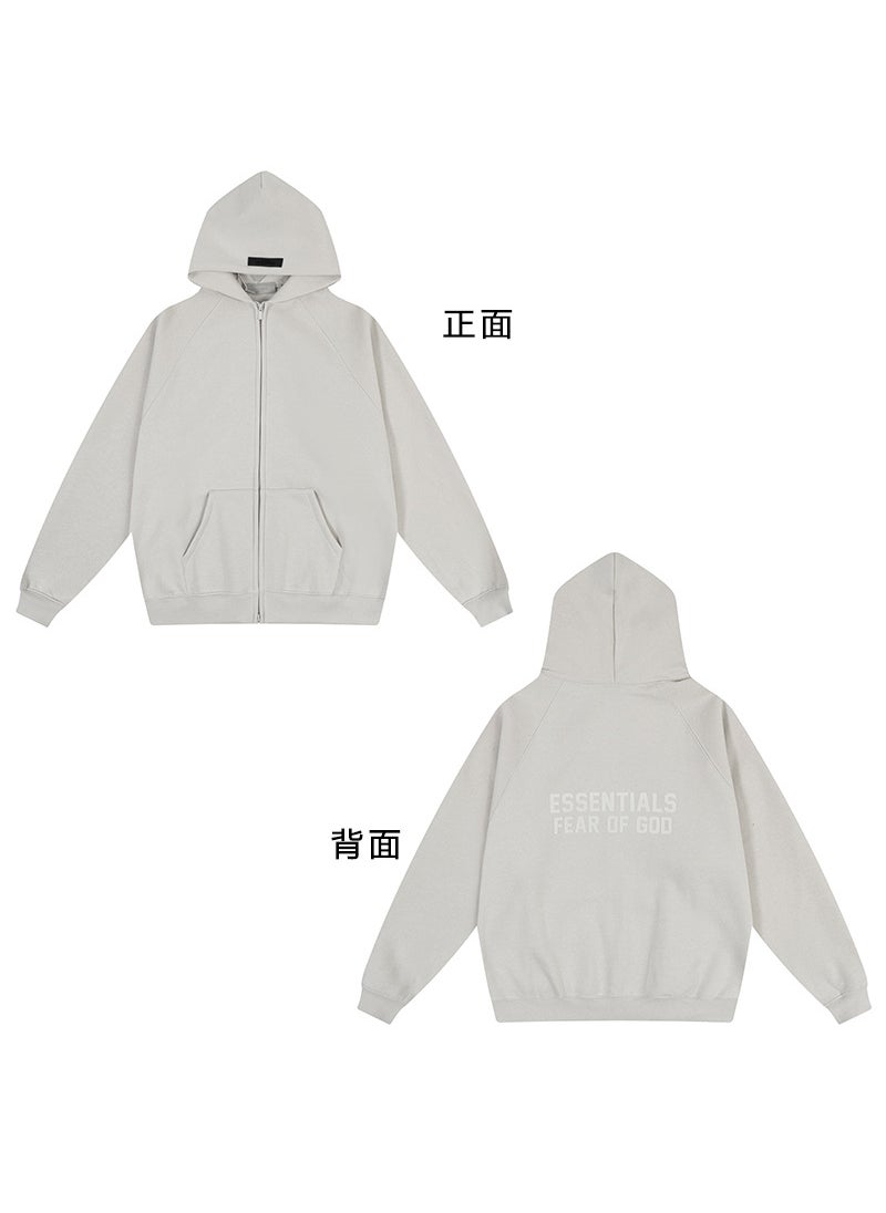 Generic - FOG ESSENTIALS Hoodie Autumn Winter Plush Zip Jacket Eggshell white - Image 1