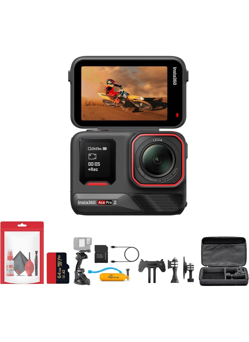 Insta360 Insta360 Ace Pro 2 Waterproof Action Camera Dual AIPowered Chip 8K30 113 50MP Sensor Active HDR Video Stabilization 25 Flip Screen  50 in 1 Accessory Kit  64GB Pro Card  More  - Image 1