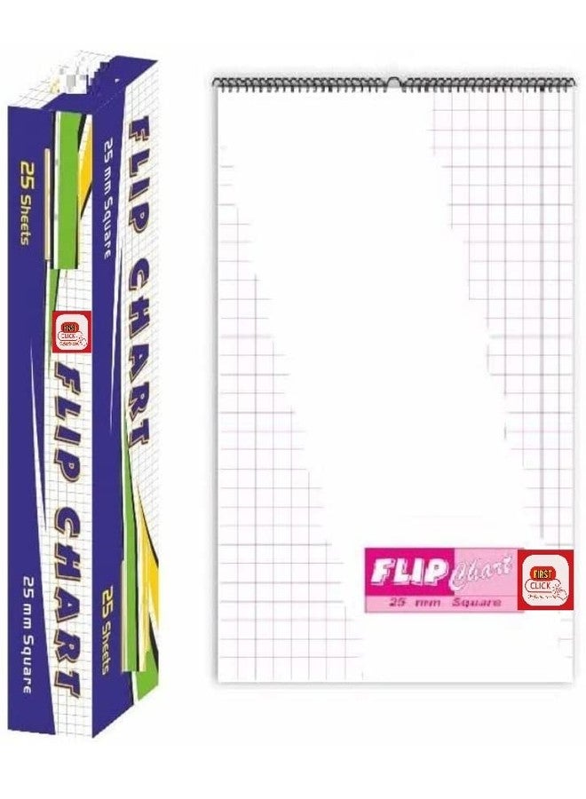 FIRST CLICK Flip Chart Flipcharts Sheets 25 graph paper Sheet Wiro winding Flipchart Size : 50 x 74.5 cm - Image 2