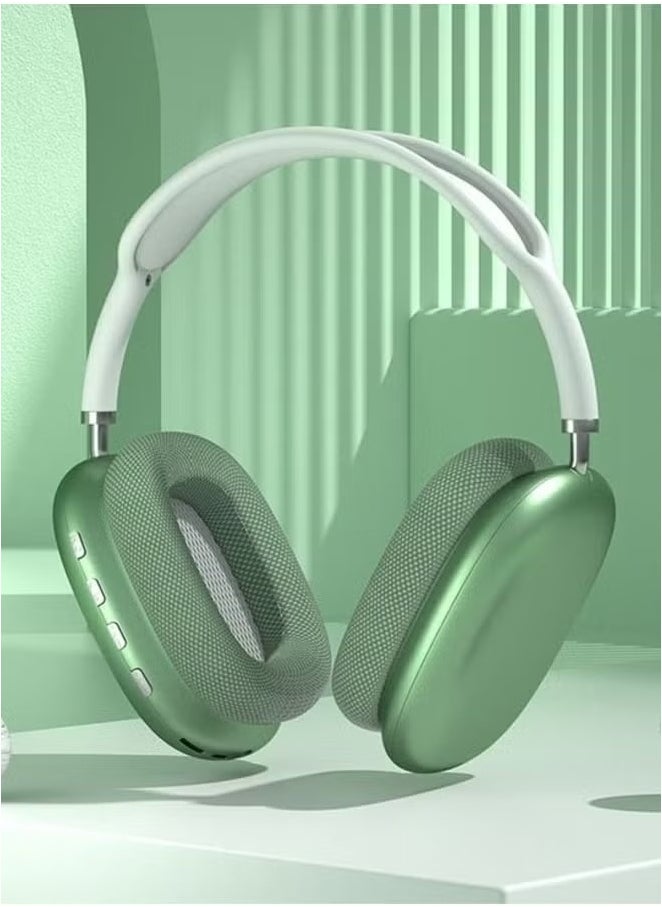 P9 Wireless Bluetooth Headset with Pure Stereo Sound and Memory Card Support, Green
