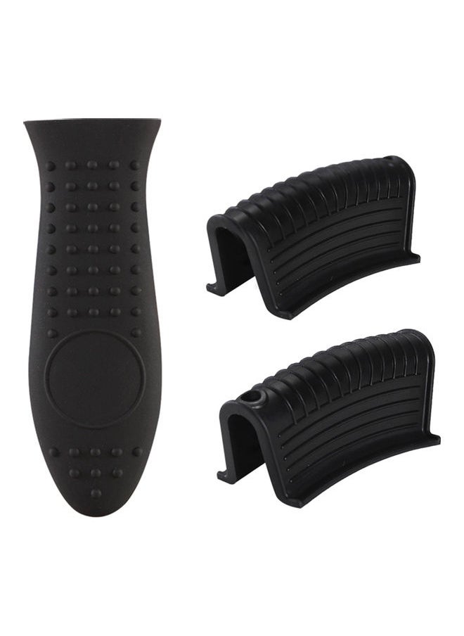 NIBEMINENT 3-Piece Pot Holder Sleeve And Ear Clips Set Black 