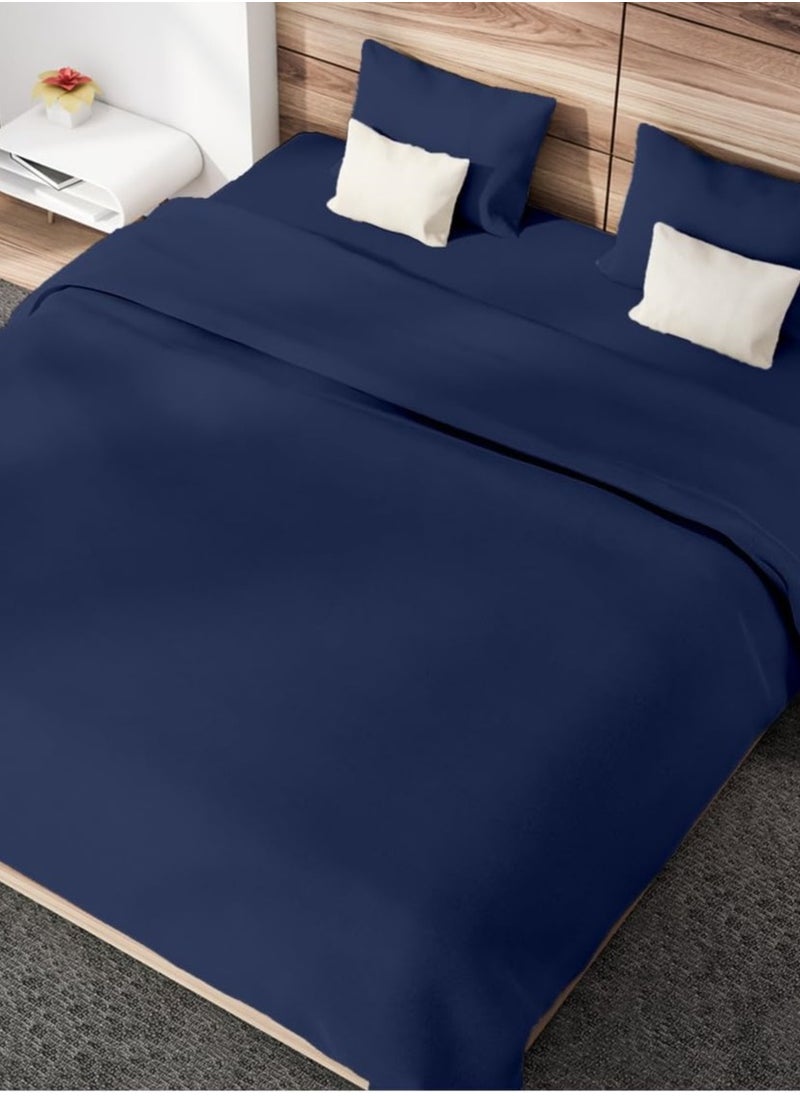 RISHAHOME - RISHAHOME 3 Piece Bedsheet Set Twin Size|Navy Blue Colour |1 Flat Bedsheet - 160x240 cm, 2 Pillowcases - 50x75 cm|Non allergic Microfiber for year-around use. - Image 1