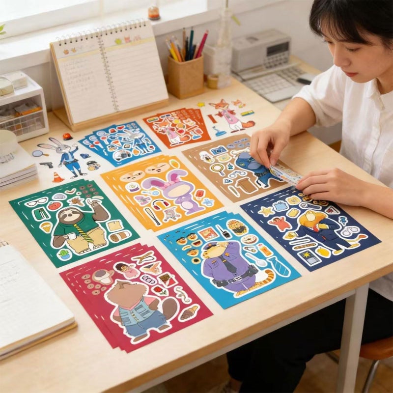 AHPAHP 16 Pcs DIY Cute Animal Stickers, Cartoon Movie Theme Sticker, Suitable for Crafts Goodie, Party Favors, Activities Gifts, Classroom Teacher Reward - Image 5