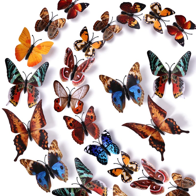 LiveGallery 72 PCS Removable 3D DIY Beautiful Butterfly Wall Decals Colorful Butterflies Art Decor Wall Stickers Murals for Home Nursery Bedroom Classroom Offices TV Background Brown - Image 1