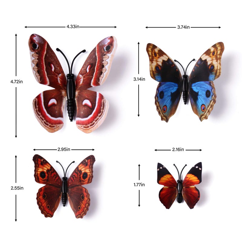 LiveGallery 72 PCS Removable 3D DIY Beautiful Butterfly Wall Decals Colorful Butterflies Art Decor Wall Stickers Murals for Home Nursery Bedroom Classroom Offices TV Background Brown - Image 2