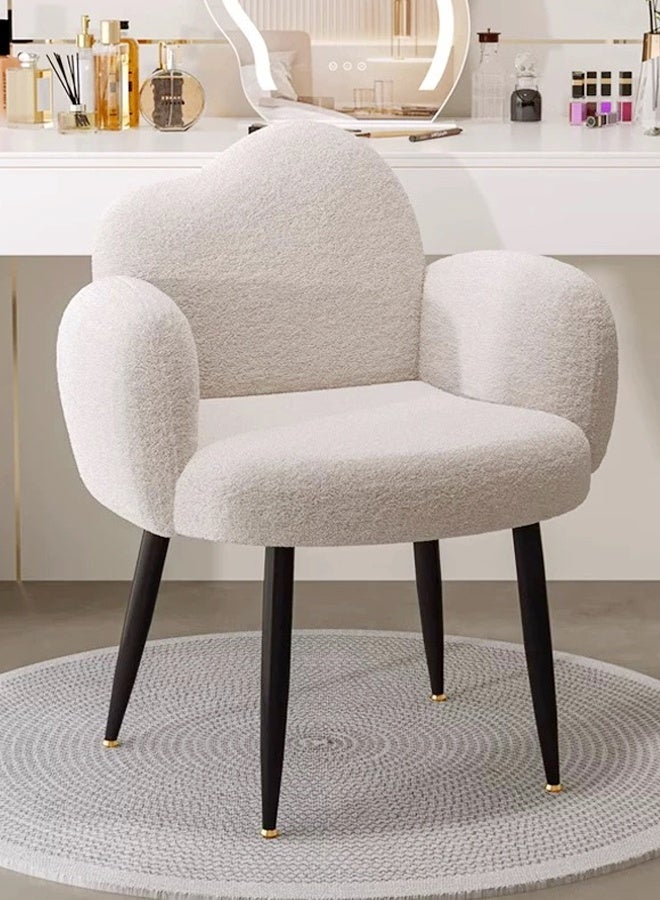 C&C Home Modern Minimalist Design Single Sofa Comfy Fluffy Vanity Chair Elegant Makeup Desk Chair Ergonomic Backrest Dinning Chair with Armrests for Bedroom Living Room 45x47x81 cm - Image 1