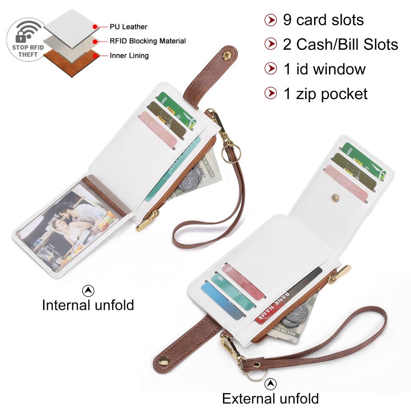Women's Large Capacity Card Holder with RFID Blocking and Zipper (5412) - Image 3