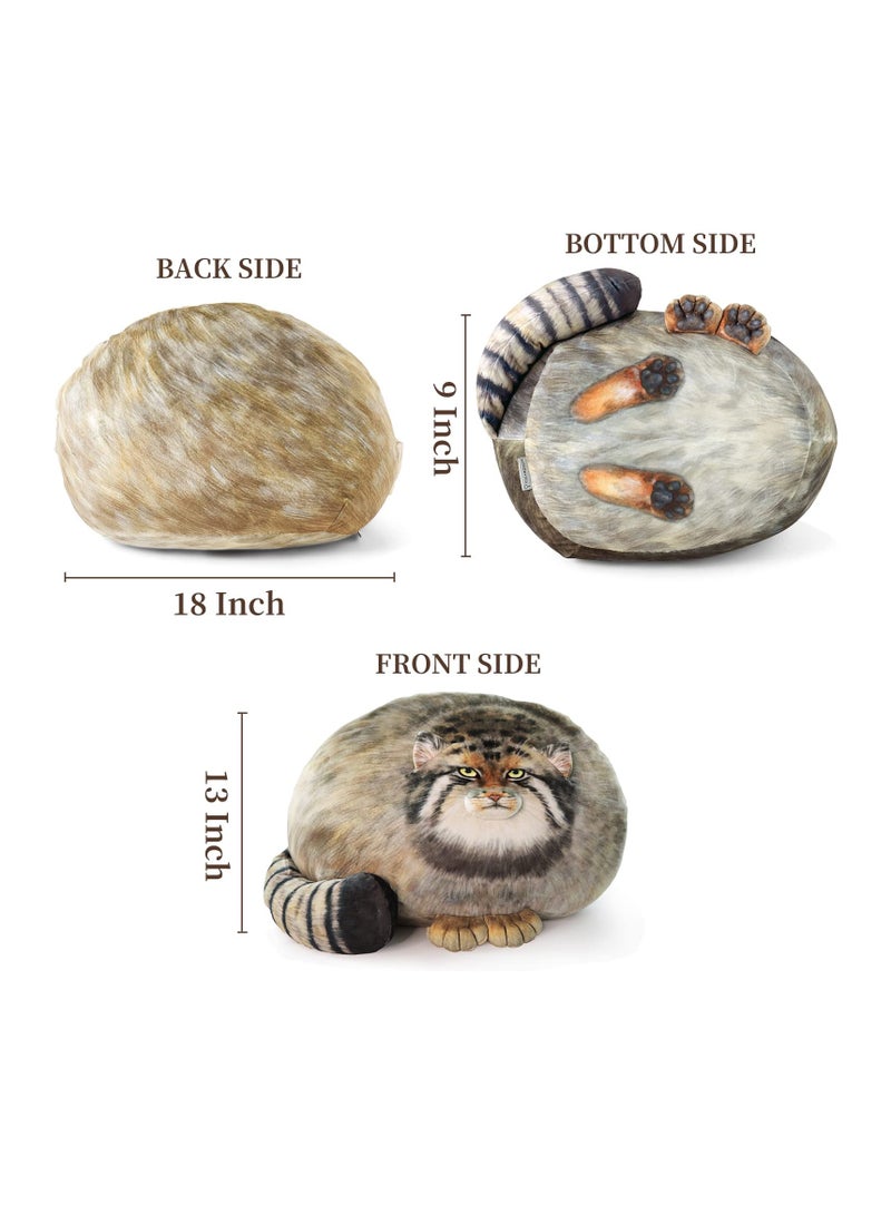 Cat Plush Body Pillow, 45 cm/18 inch, Pallas Cat Stuffed Animal, Steppe Cat Cute Plushies for Girls, Soft Plush Pillow, Kitten Plush Throw Pillow Doll Big Plush Toy Decoration Doll Gift for Kids