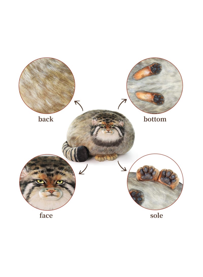 Cat Plush Body Pillow, 45 cm/18 inch, Pallas Cat Stuffed Animal, Steppe Cat Cute Plushies for Girls, Soft Plush Pillow, Kitten Plush Throw Pillow Doll Big Plush Toy Decoration Doll Gift for Kids