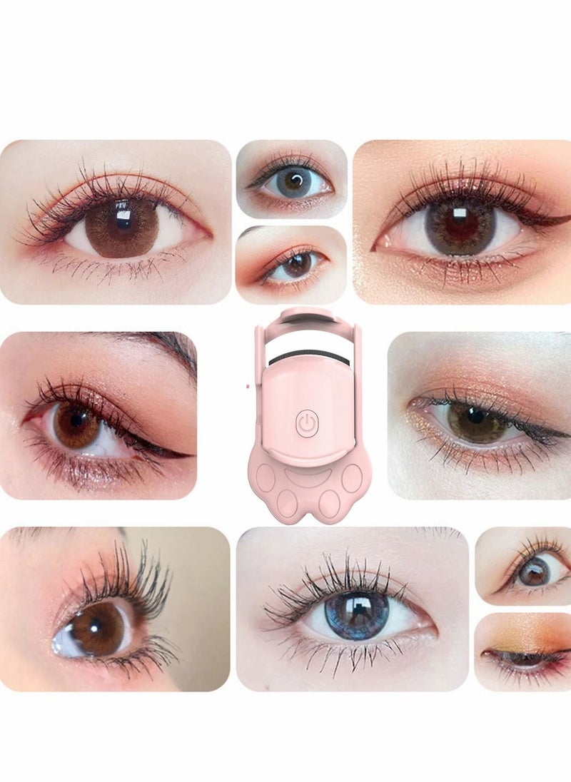 SYOSI - Heated Eyelash Curlers Cat Claw shaped Used for Eyelash Shaping and Curling USB Charging Convenient to Carry Pink Cute for Girls - Image 1