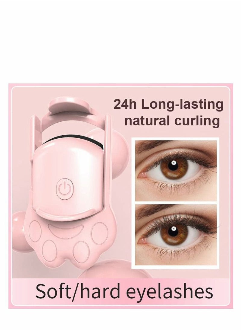 SYOSI - Heated Eyelash Curlers Cat Claw shaped Used for Eyelash Shaping and Curling USB Charging Convenient to Carry Pink Cute for Girls - Image 1