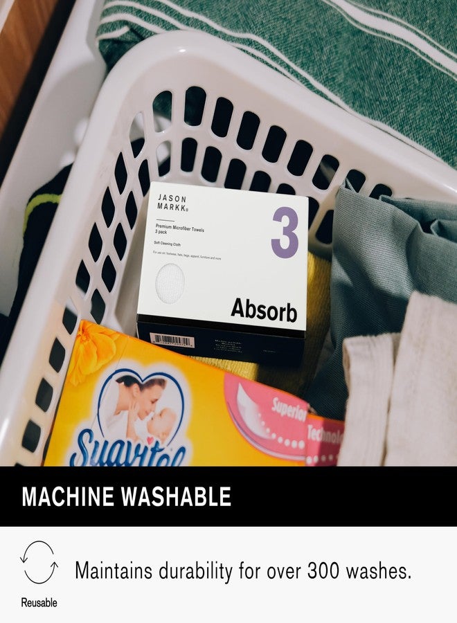 Jason Markk Microfiber Towel, 3 Pack, Shoe & Hat Cleaner Tool, Durable, Quick-Drying & Absorbent, Machine Washable, 12 x 12 Inches - Image 3