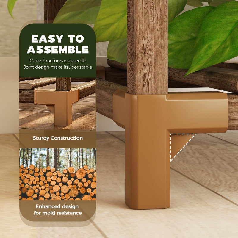 Bamworld Tall Plant Stand Indoor Wood Plant Shelf Outdoor Tiered Plant Rack for Multiple Plants 4 Tiers 10 Pots Ladder Plant Holder Plant Table for Plant Pots Boho Home Decor for Gardening Gifts - Image 5