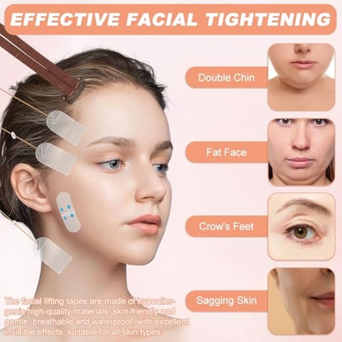 PUXING 270pcs Face Lift Kit Face Tape Lifting Invisible Neck Tape Lifting Invisible Facelift Band Sagging Skin Facial Liftings Stickers(COLOR:clear) - Image 4