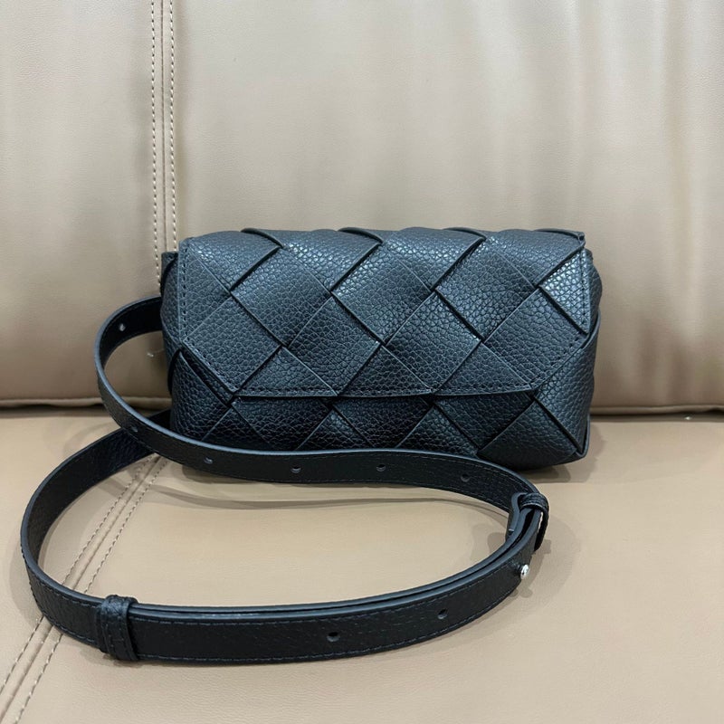 Woven French-Style Small Square Bag With Lychee Pattern Cowhide Texture, Casual Shoulder Crossbody Fashion Mini Bag - Image 5