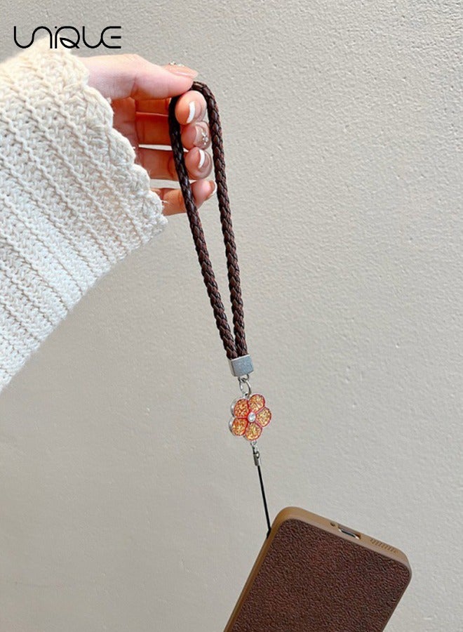 يونيك لهاتف هواوي P60 Pro 6.67 جراب - بني جلد حافظة هاتف - كاميليا جراب هاتف - حافظة هاتف مع حبل - حماية من السقوط والخدوش - Image 2