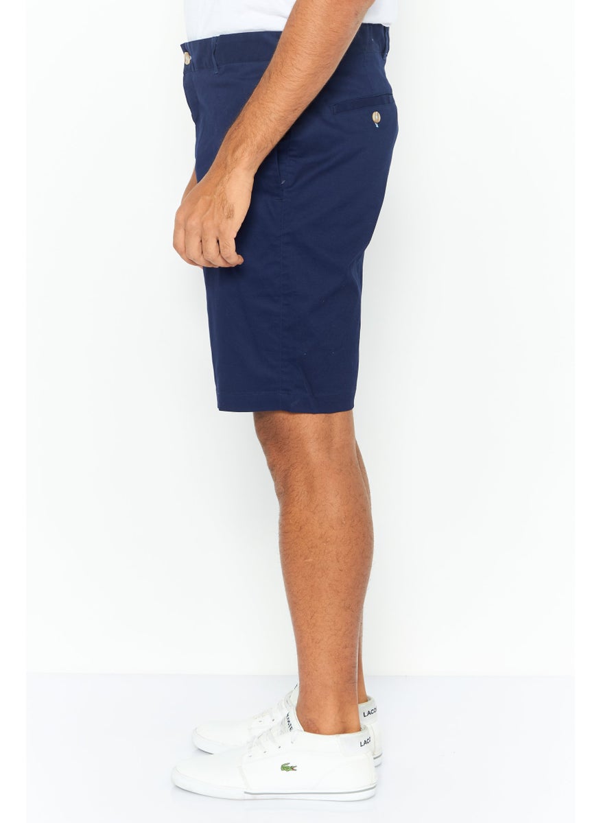 Tailorbyrd Men Embroidered Chino Shorts, Navy  - Image 2