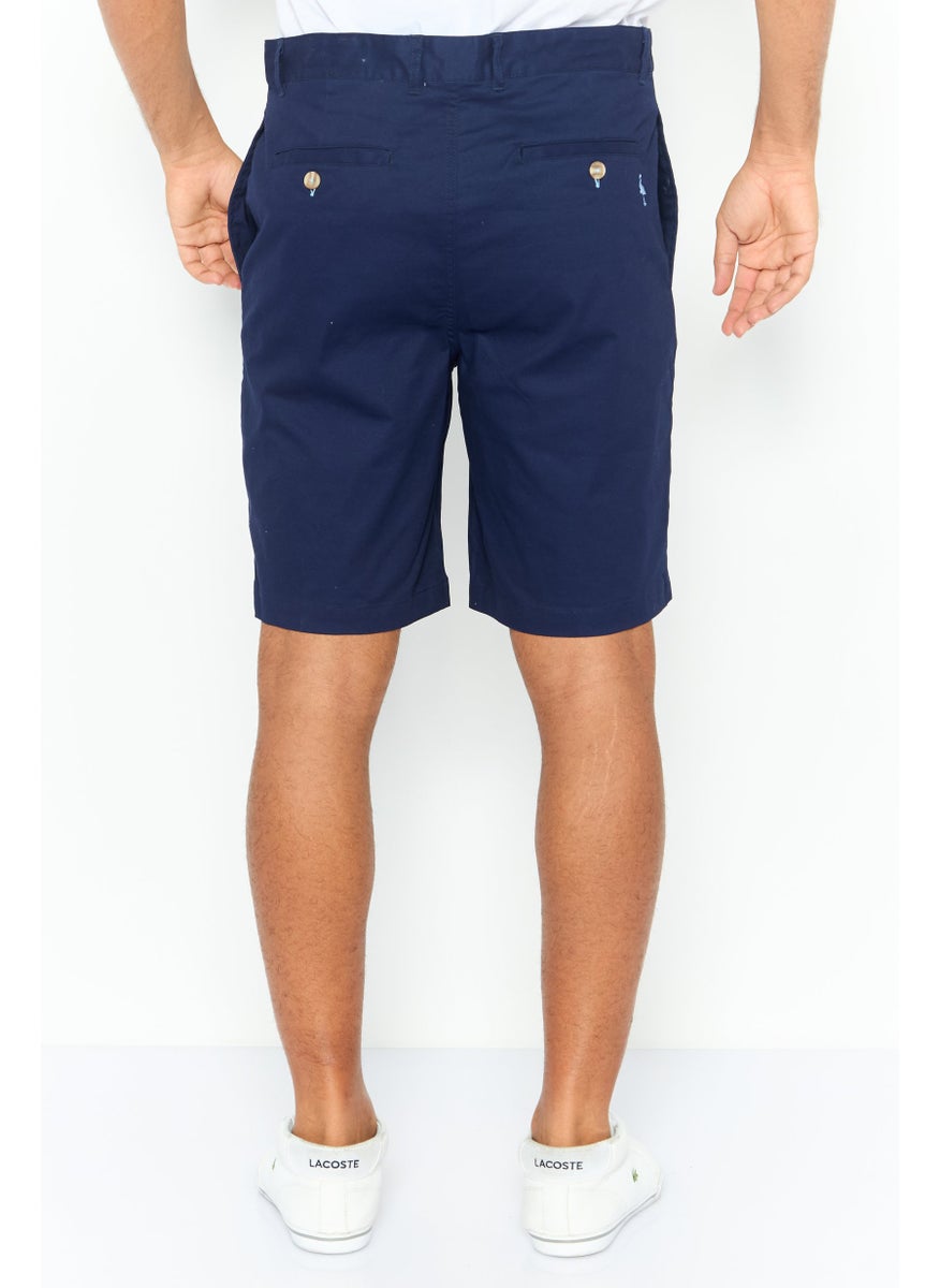 Tailorbyrd Men Embroidered Chino Shorts, Navy  - Image 4