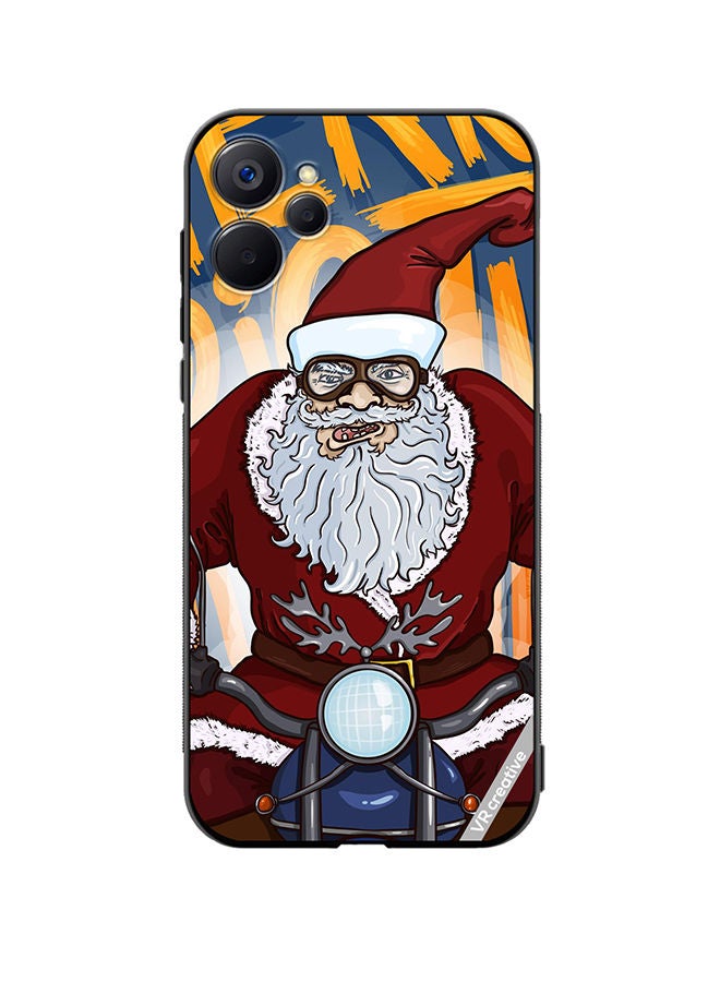 VR CREATIVE Protective Case Cover For Realme 9i 5G Cartoon Christmas Postcard Santa Claus On Motorcycle Design Multicolour - Image 1
