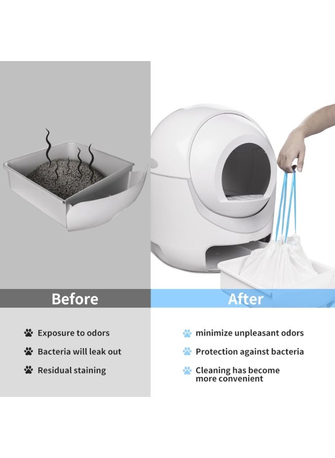 Neox لتر بوكس قطط  60 قطعة من بطانات صندوق فضلات القطط لصندوق فضلات القطط الأوتوماتيكي وروبوت صندوق الفضلات، عبوة من 3 قطع 58 × 35 سم، أكياس فضلات قطط كبيرة مع رباط، أكياس فضلات قطط سميكة للغاية ومتينة قابلة للاستبدال 22.8 بوصة × 14 بوصة - Image 2