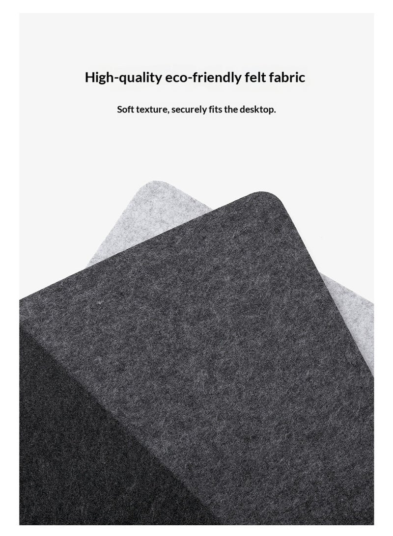 سجادة المكتب من الفِلت | سجادة كمبيوتر للمكتب (90 × 40 سم) | لوحة ماوس كبيرة من الفِلت وسجادة لوحة المفاتيح | حامٍ للمكتب المكتبي | رمادي داكن + رمادي - Image 3