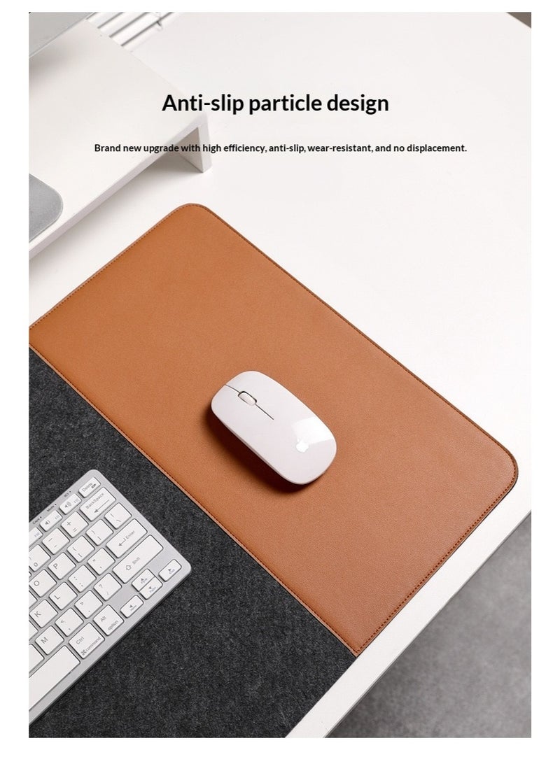 سجادة المكتب من الفِلت | سجادة كمبيوتر للمكتب (90 × 40 سم) | لوحة ماوس كبيرة من الفِلت وسجادة لوحة المفاتيح | حامٍ للمكتب المكتبي | رمادي داكن + رمادي - Image 4