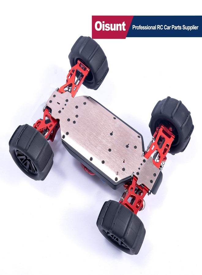 طقم قطع غيار معدنية من Oisunt لترقية سيارات التحكم عن بعد WLtoys بمقياس 1/14 و 1/12، مجموعة ملحقات ألومنيوم احتياطية مع براغي (أحمر) - Image 3