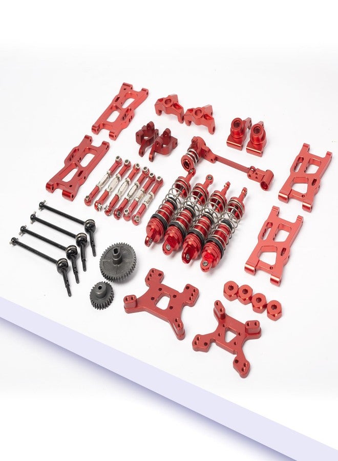 طقم قطع غيار معدنية من Oisunt لترقية سيارات التحكم عن بعد WLtoys بمقياس 1/14 و 1/12، مجموعة ملحقات ألومنيوم احتياطية مع براغي (أحمر) - Image 1