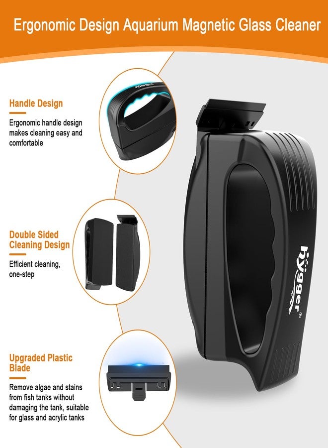 هايغر منظف زجاجي مغناطيسي قوي لأحواض السمك من هيجر، أداة تنظيف مغناطيسية احترافية لإزالة الطحالب من أحواض السمك مع مكشطة لأحواض المياه العذبة والمالحة بسمك 0.3-0.47 بوصة، كبير - Image 3