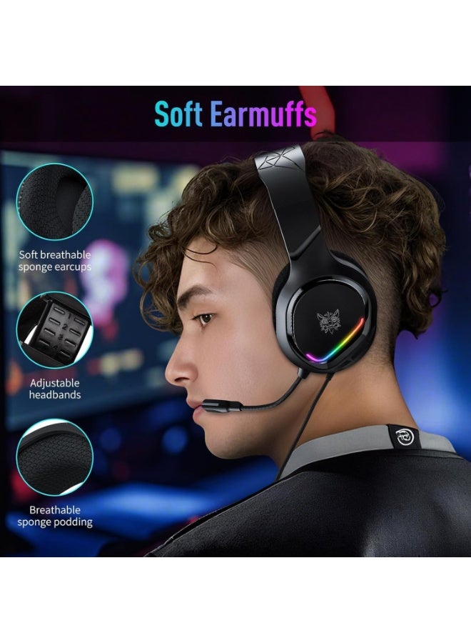 ONIKUMA X31 Gaming Headset – Surround Sound, Noise Cancelling Headphones with Flexible Microphone, RGB Lighting, Comfortable Over-Ear Headphones for PC, PS5, PS4, Xbox, Laptop - Image 4