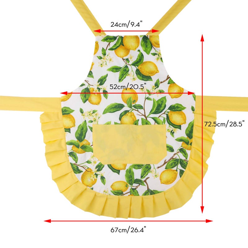 G2PLUS Thick Lemon Cotton Apron  Kitchen Apron for Women  Adjustable Cooking Apron with Pocket for Baking  Garden  Christmas - Image 2