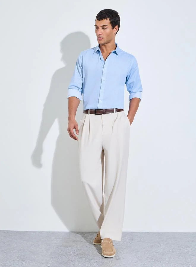 ستايلي Blue Checked Long Sleeves Regular Fit Shirt