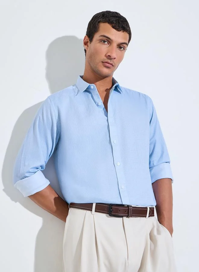 ستايلي Blue Checked Long Sleeves Regular Fit Shirt