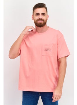 Wrangler Men Crew Neck Short Sleeve Printed T-shirts, Juicy Pink  - Image 1