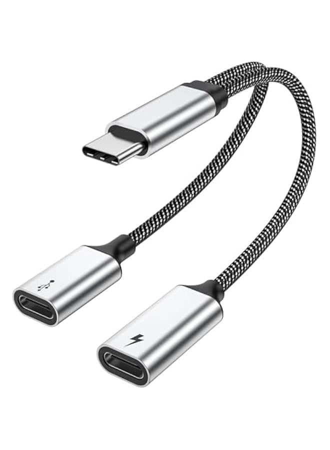 USB C Splitter, Male to 2 Female Adapter, C Port Hub Charging Split Cord for Mac, Xbox One, PS5, Laptop (NOT for Monitor) - Image 1