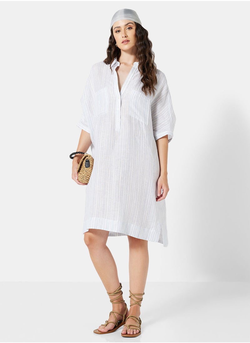 MANGO - Striped Linen Dress - Image 1