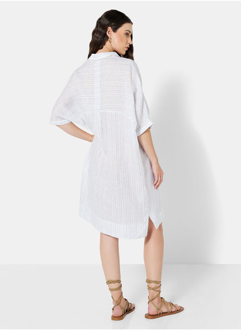 MANGO - Striped Linen Dress - Image 1