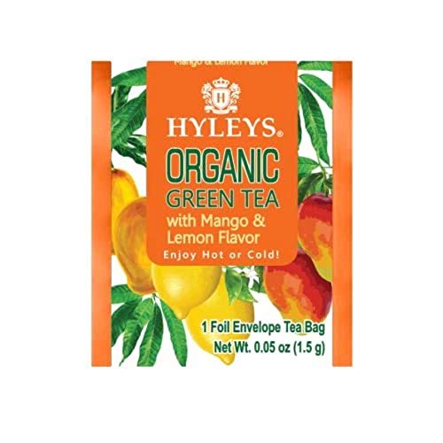 Hyleys Organic Green Tea Mango and Lemon Flavor - 25 Tea Bags - Image 2