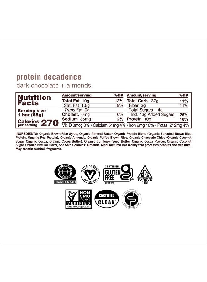GoMacro MacroBar Organic Vegan Protein Bars - Dark Chocolate + Almonds (2.3 Ounce Bars, 12 Count) - Image 4