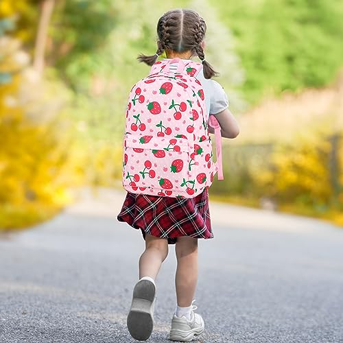 BTOOP Kids Backpack for Preschool Girls Strawberry Cherry Kindergarten Bookbag 15 inch Toddler Travel School Bag Fits Age 3-8 - Image 3