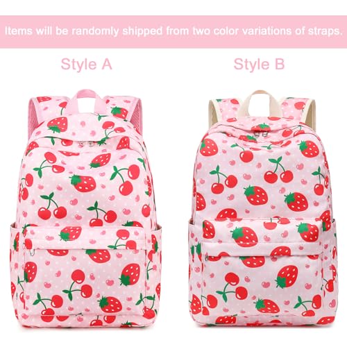 BTOOP Kids Backpack for Preschool Girls Strawberry Cherry Kindergarten Bookbag 15 inch Toddler Travel School Bag Fits Age 3-8 - Image 2