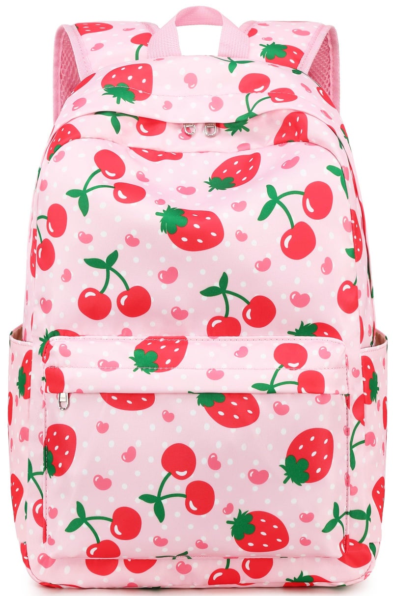 BTOOP Kids Backpack for Preschool Girls Strawberry Cherry Kindergarten Bookbag 15 inch Toddler Travel School Bag Fits Age 3-8 - Image 1