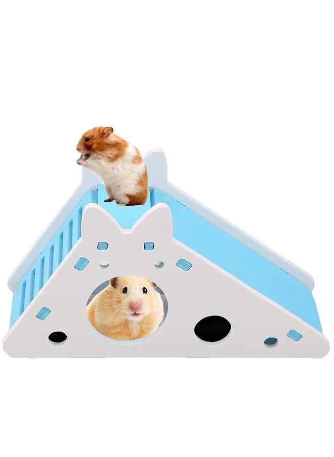 Generic - Hamster House with Ladder and Slide, Hamster Play Toys Hideout Hut Rat Hideaway, Boredom Breaker Small Animal Activity Toy, DIY Hamster Cage Accessories for Small Pets (Blue) - Image 1