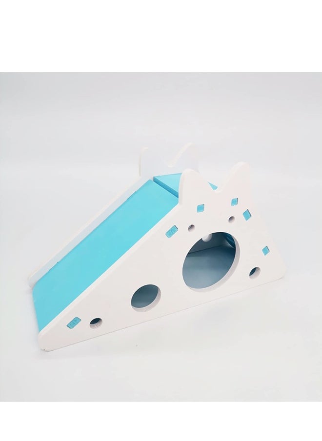 Generic - Hamster House with Ladder and Slide, Hamster Play Toys Hideout Hut Rat Hideaway, Boredom Breaker Small Animal Activity Toy, DIY Hamster Cage Accessories for Small Pets (Blue) - Image 1