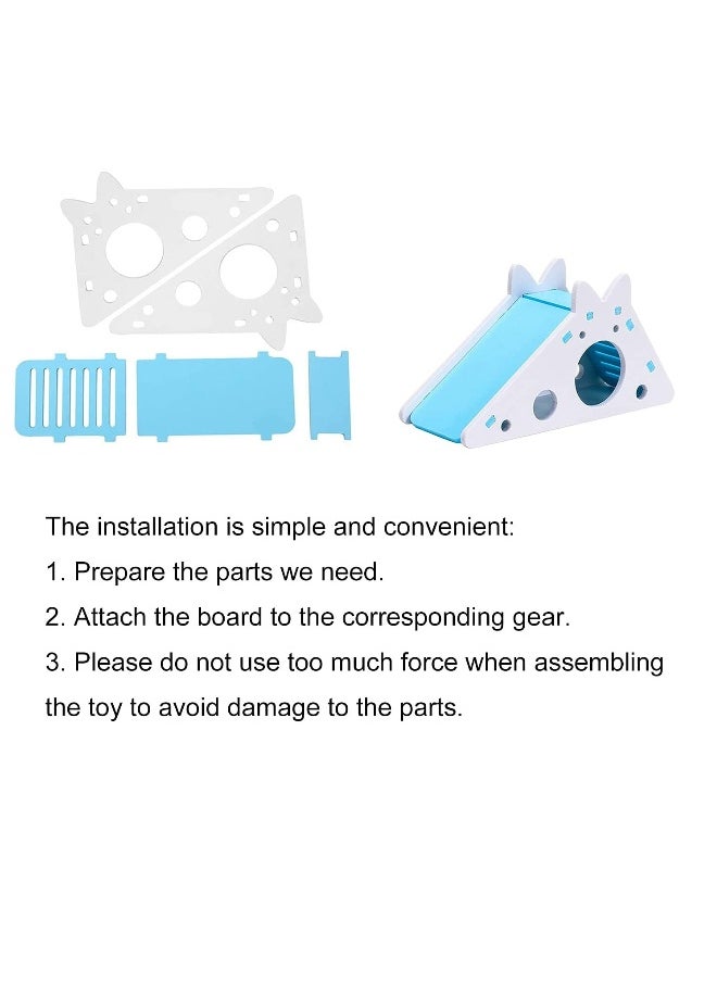 Generic - Hamster House with Ladder and Slide, Hamster Play Toys Hideout Hut Rat Hideaway, Boredom Breaker Small Animal Activity Toy, DIY Hamster Cage Accessories for Small Pets (Blue) - Image 1