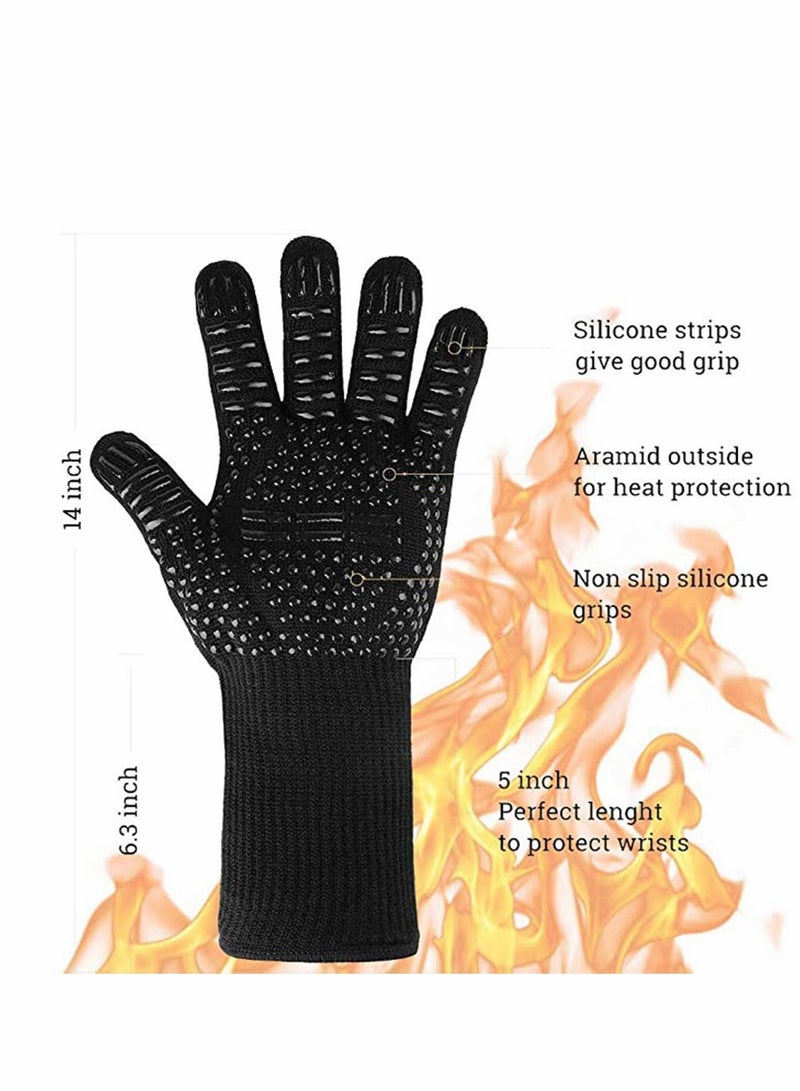 SYOSI BBQ Grill Gloves, 932°F Extreme Heat Resistant Oven Mitts, Silicone Non-slip Kitchen Cooking Gloves for Barbecue, Cooking, Baking, Grilling, BBQ, 1 pair - Image 3