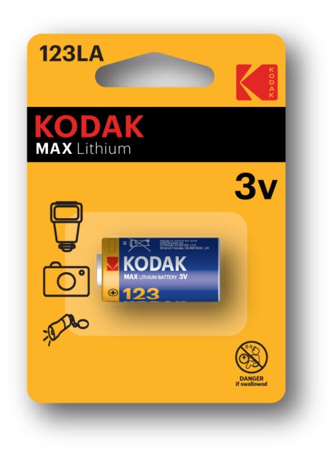 1-Piece KODAK MAX CR123 Lithium 3V Battery