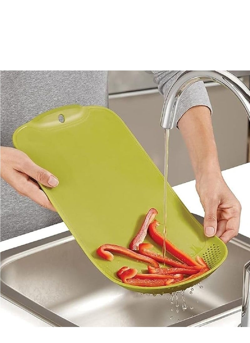 Generic Multifunctional Plastic Plate with Strainer 2 in 1 Eco-Friendly Plastic Plate with Holes for Filtering and Draining Fruits (Green)  - Image 1