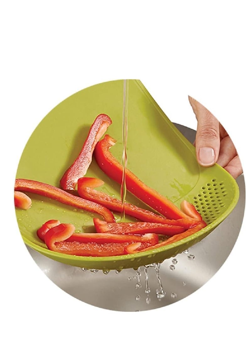 Generic Multifunctional Plastic Plate with Strainer 2 in 1 Eco-Friendly Plastic Plate with Holes for Filtering and Draining Fruits (Green)  - Image 2