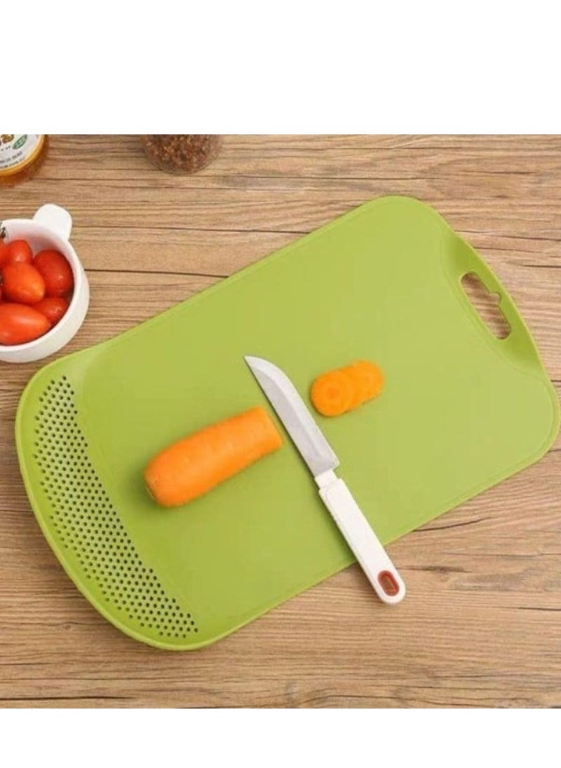 Generic Multifunctional Plastic Plate with Strainer 2 in 1 Eco-Friendly Plastic Plate with Holes for Filtering and Draining Fruits (Green)  - Image 3